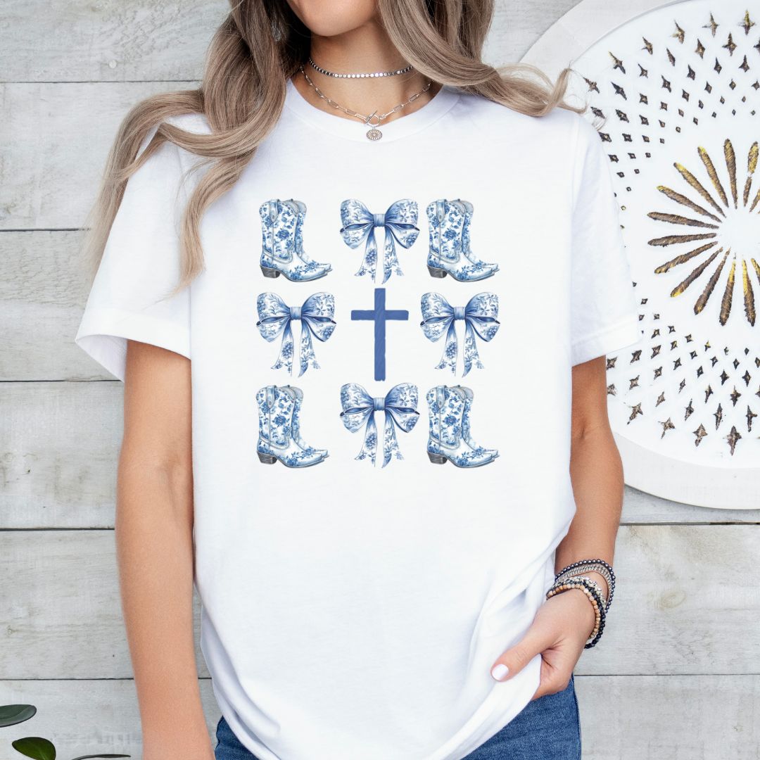 Boots and Bows Chinoiserie Tee