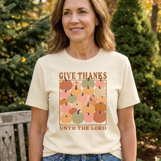 Give Thanks Unto the Lord Pumpkins Tee