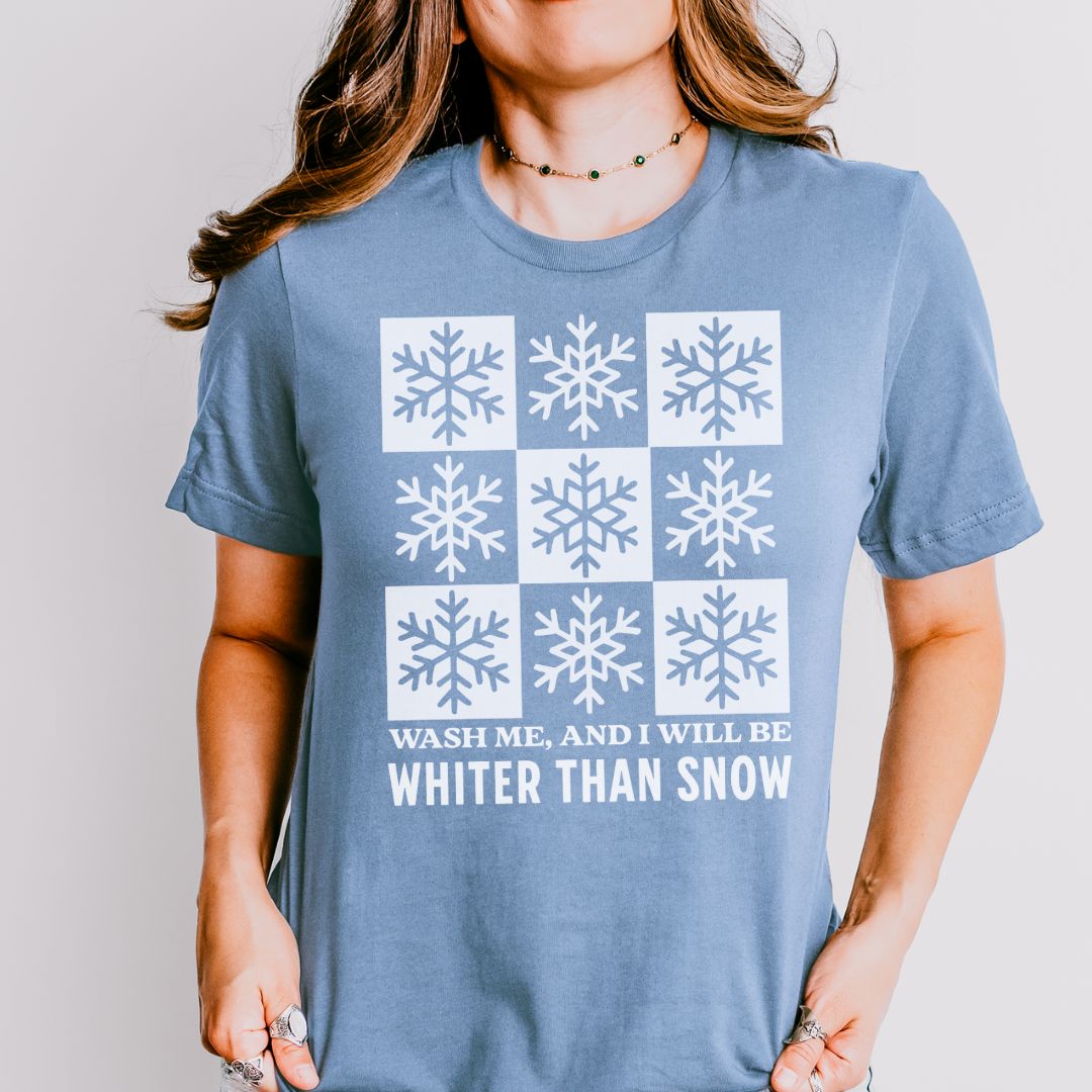 Whiter Than Snow 3x3 White Text Tee