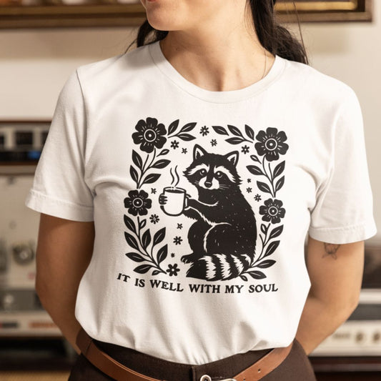 It Is Well With My Soul Raccoon Tee