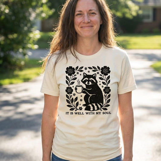 It Is Well With My Soul Raccoon Tee