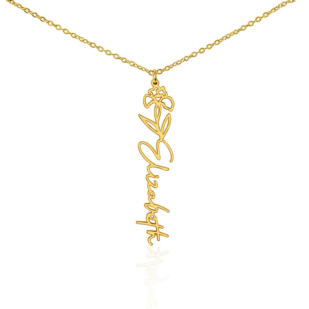 Personalized Birth Flower Name Necklace