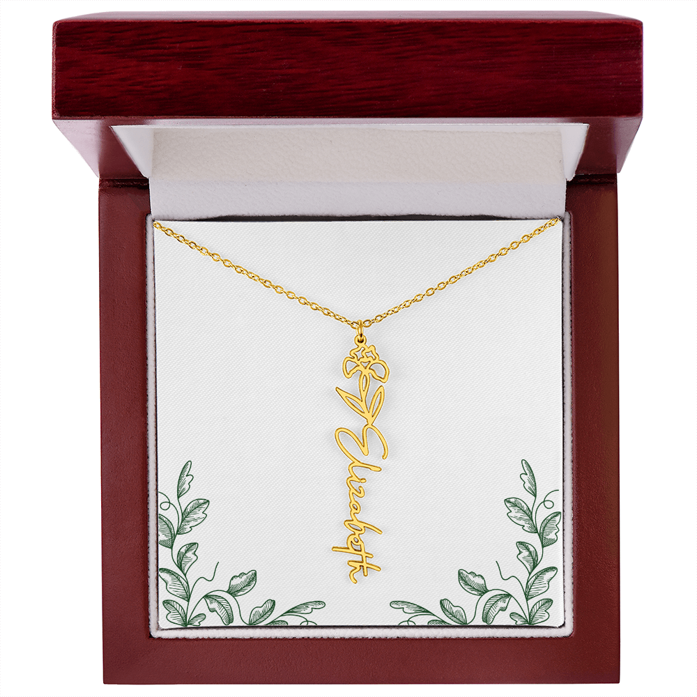 Personalized Birth Flower Name Necklace