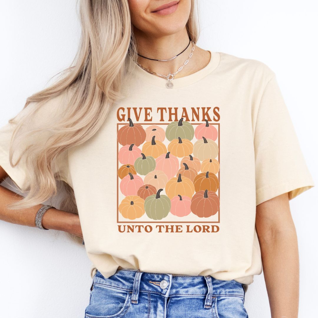 Give Thanks Unto the Lord Pumpkins Tee