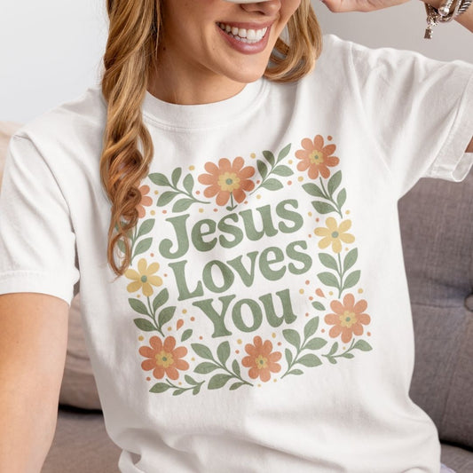 Jesus Loves You Folk Art Tee