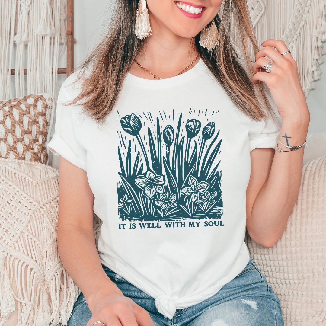 It Is Well With My Soul Floral Tee