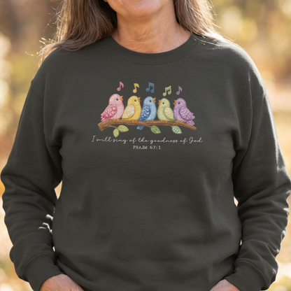 Sing of the Goodness of God Quilt Birds Sweatshirt