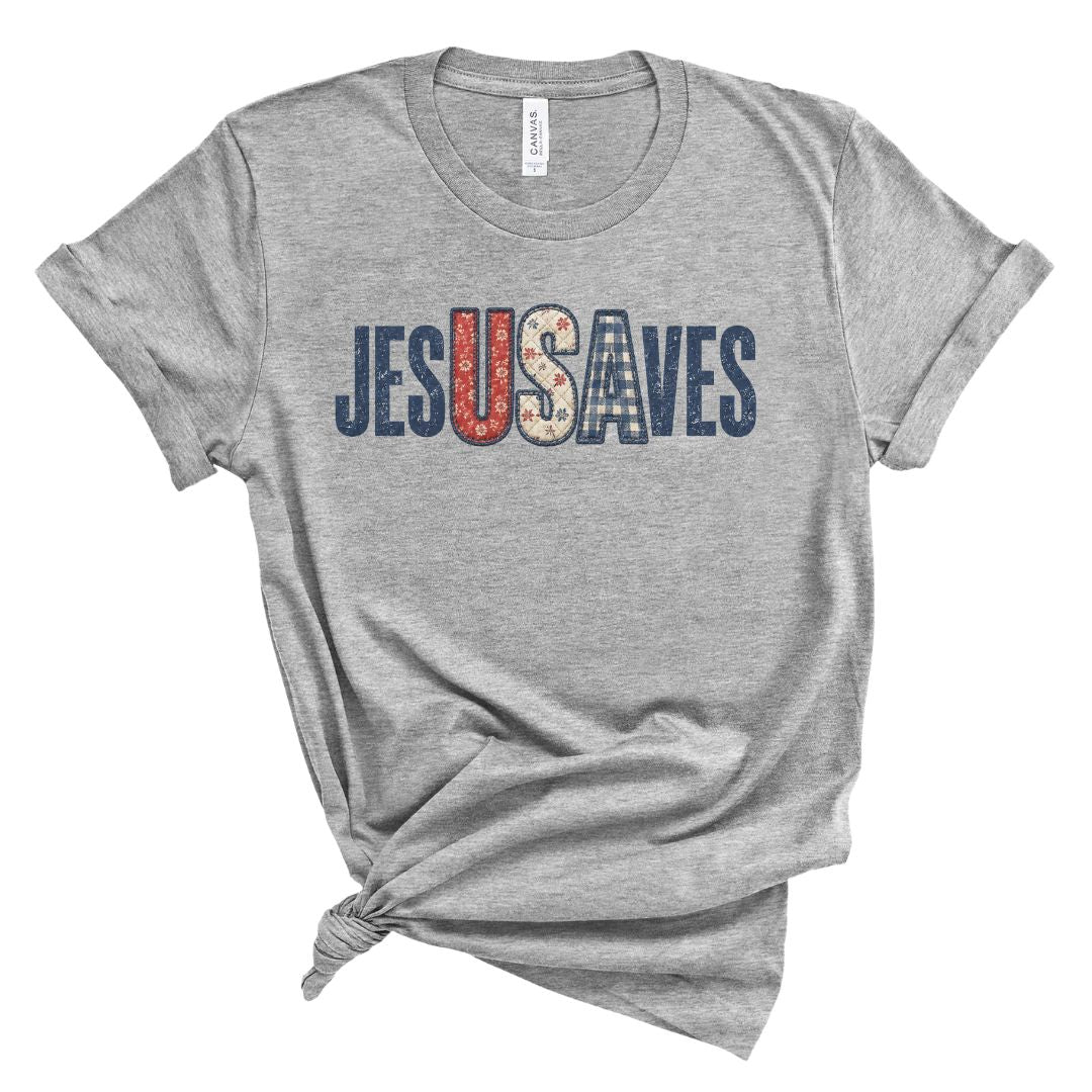 Jesus Saves Faux Embroidery Tee