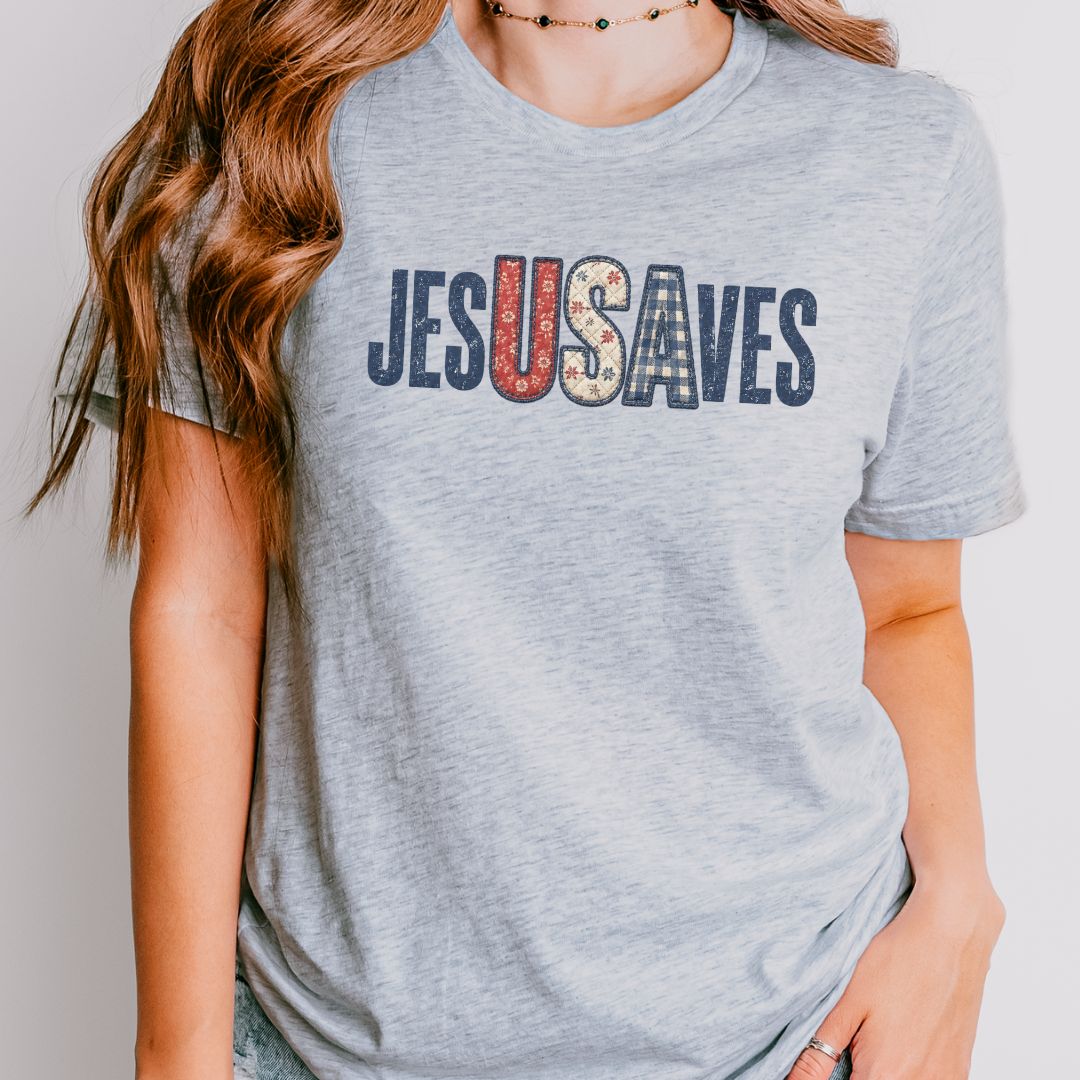 Jesus Saves Faux Embroidery Tee