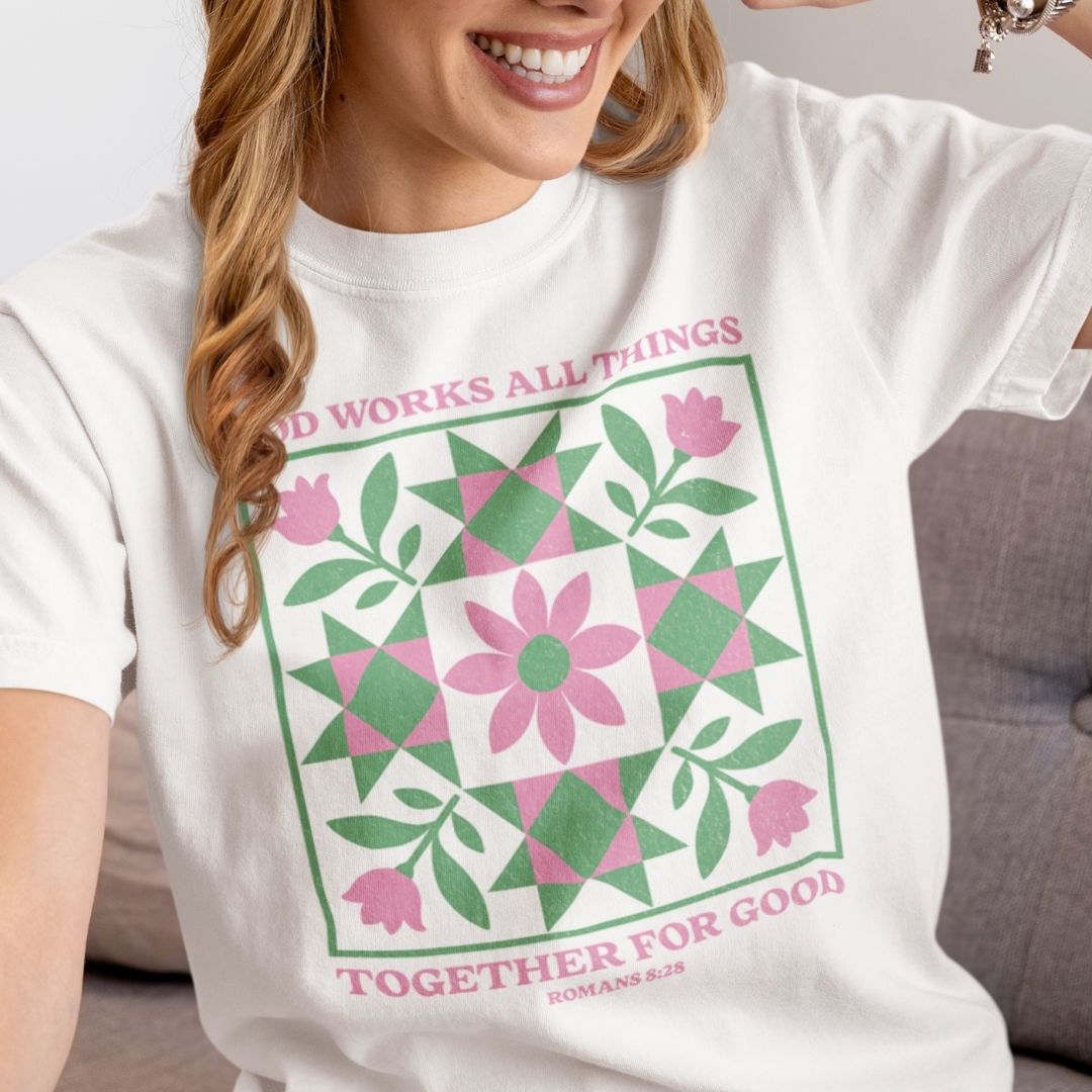 God Works All Things Quilt Tee