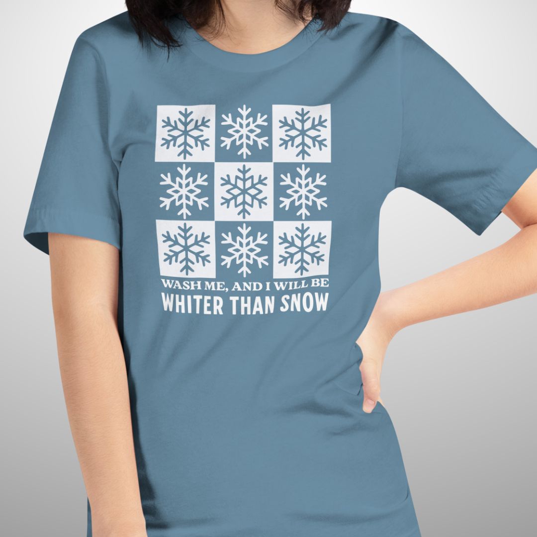 Whiter Than Snow 3x3 White Text Tee