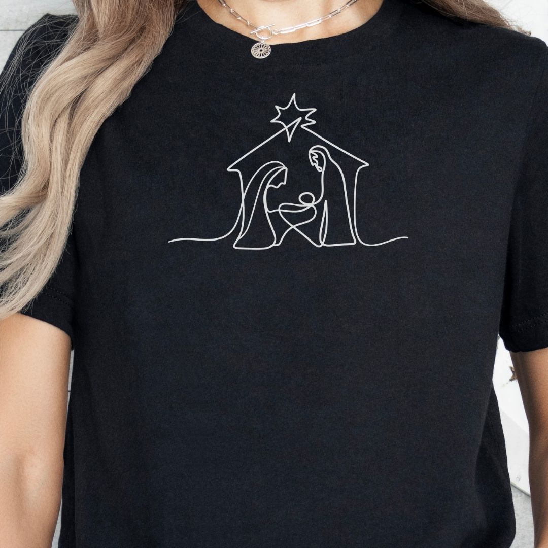 Simple Nativity Line Art Tee