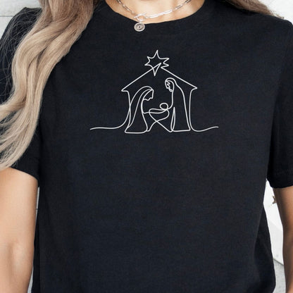 Simple Nativity Line Art Tee
