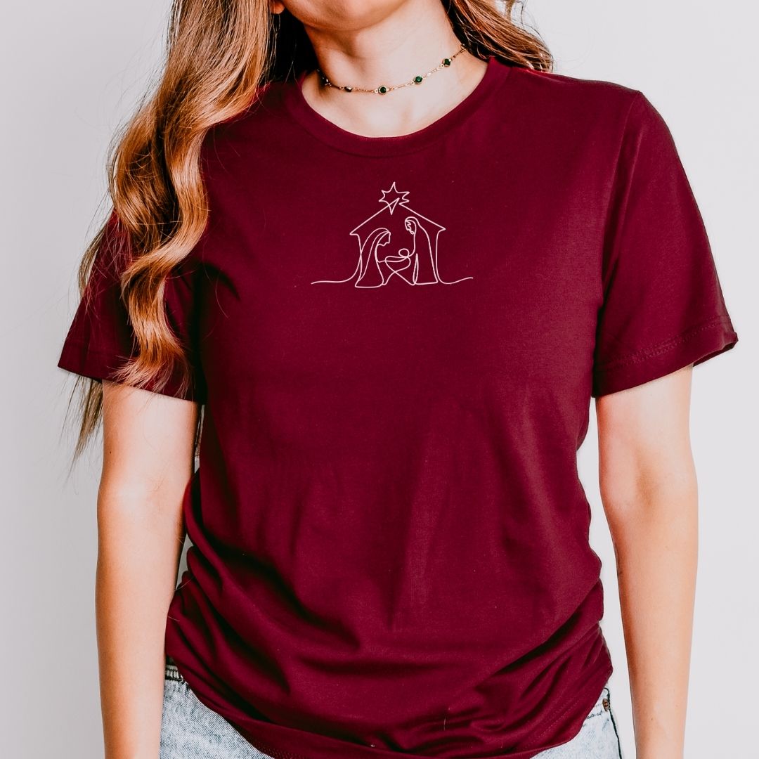 Simple Nativity Line Art Tee