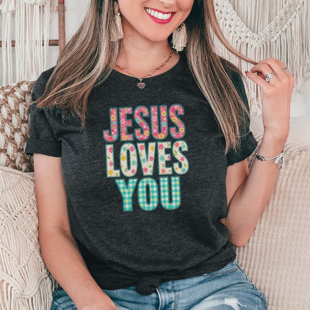 Jesus Loves You Patchwork Tee