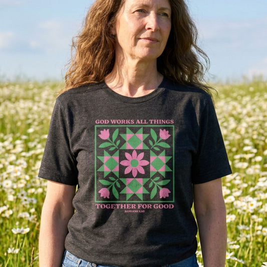 God Works All Things Quilt Tee