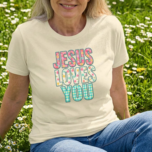 Jesus Loves You Patchwork Tee