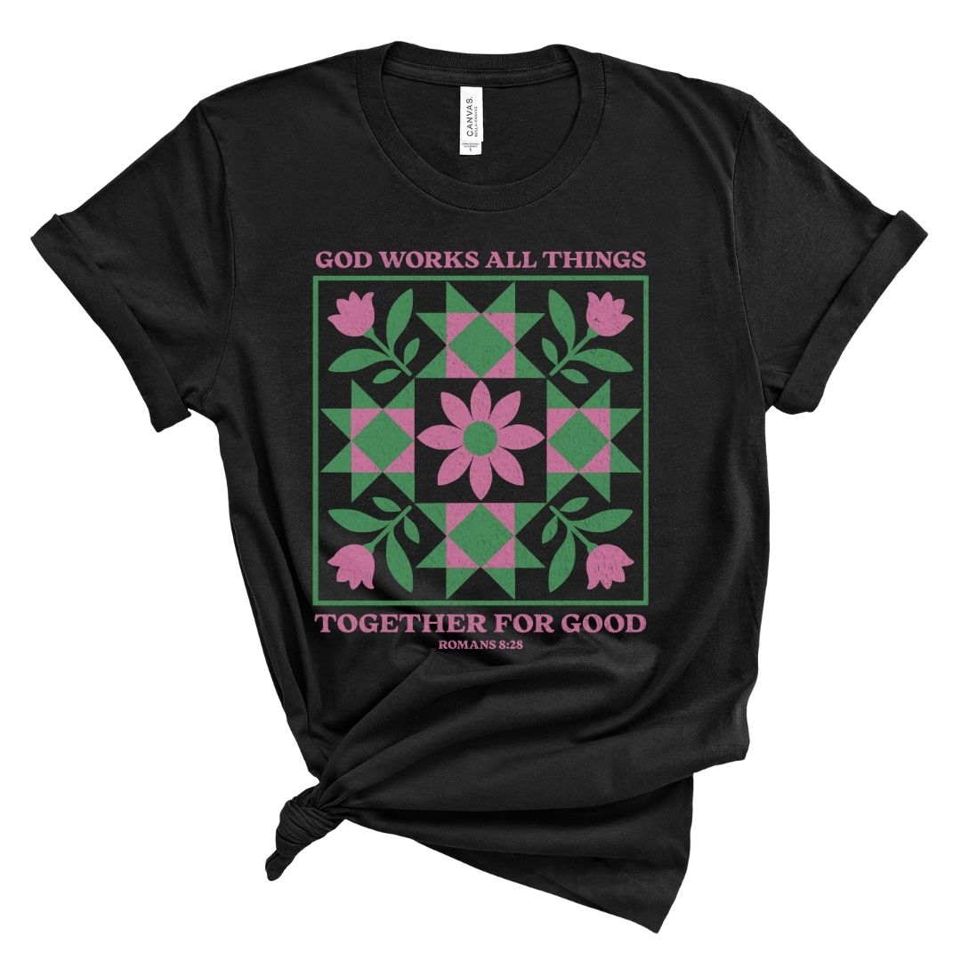 God Works All Things Quilt Tee