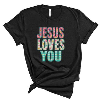 Jesus Loves You Patchwork Tee