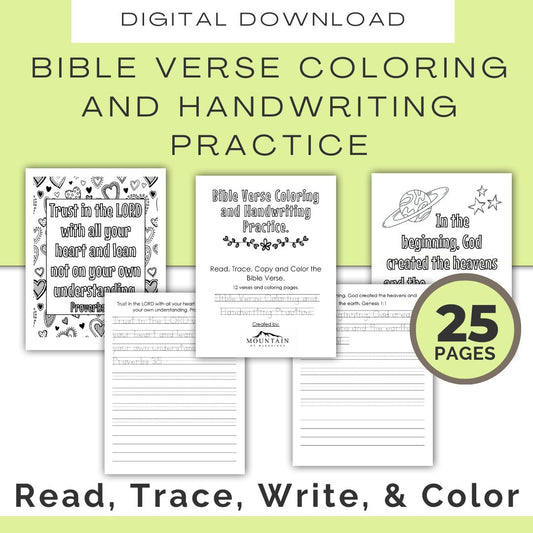 Bible Verse Coloring and Handwriting Practice