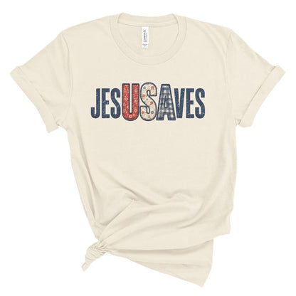 Jesus Saves Faux Embroidery Tee
