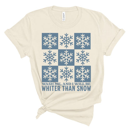 Winter tshirt for Christian women featuring snowflakes and pslam 51