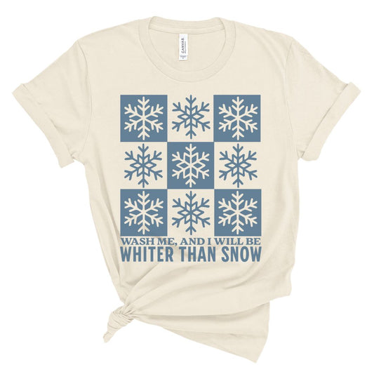 Winter tshirt for Christian women featuring snowflakes and pslam 51