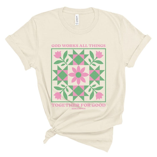 God Works All Things Quilt Tee