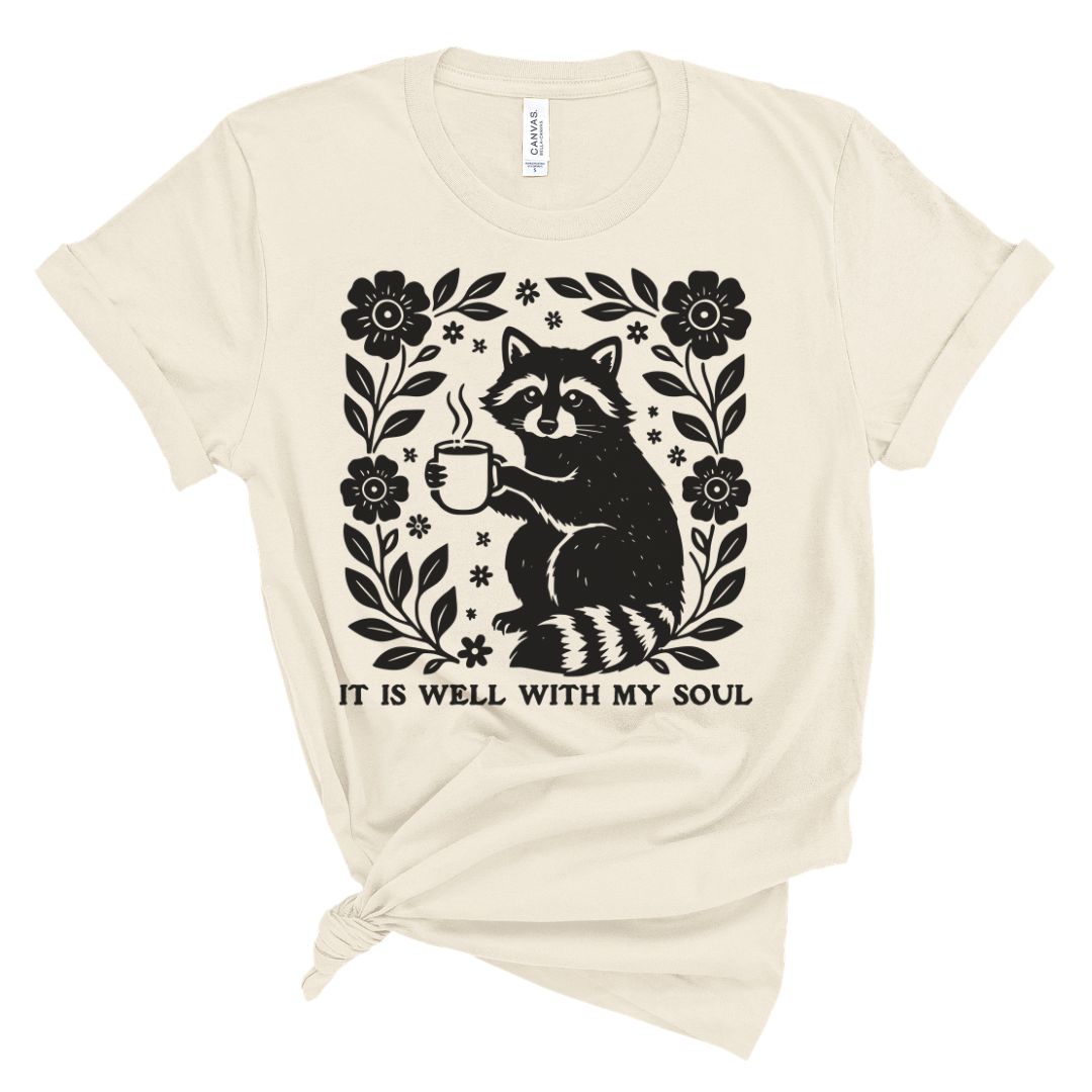 It Is Well With My Soul Raccoon Tee