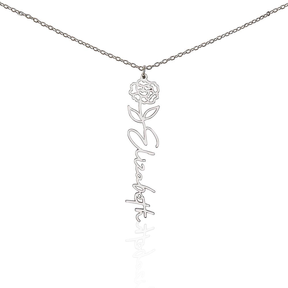 Personalized Birth Flower Name Necklace