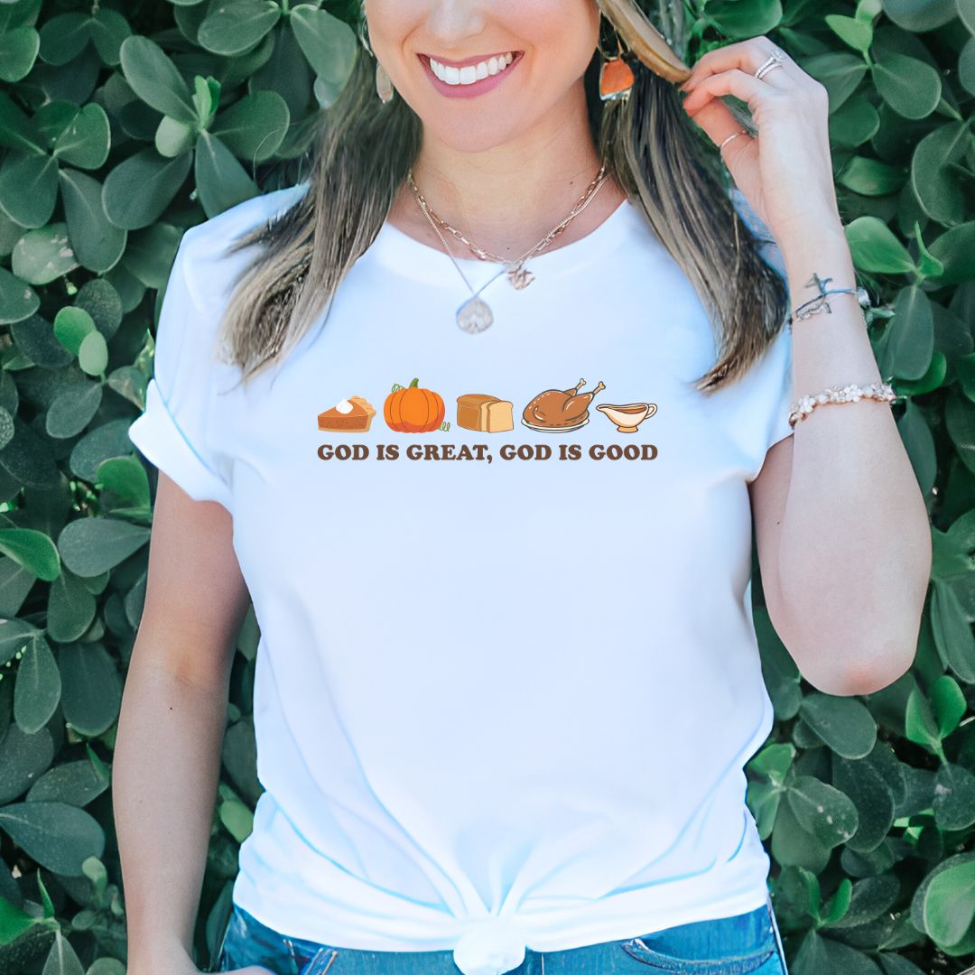 God is Great God is Good Food Icons Tee