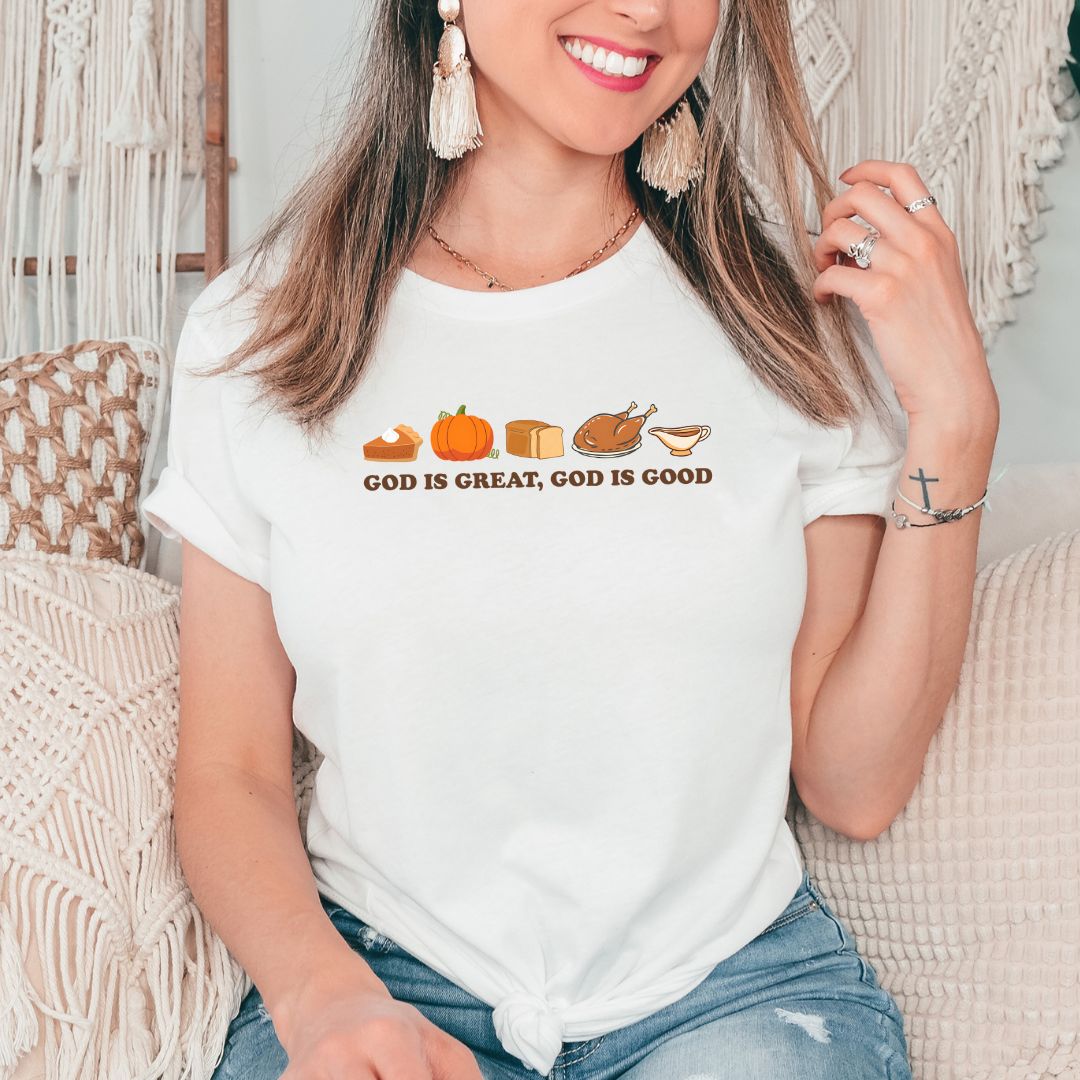 God is Great God is Good Food Icons Tee