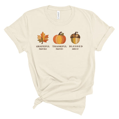Grateful Thankful Blessed Fall Tee