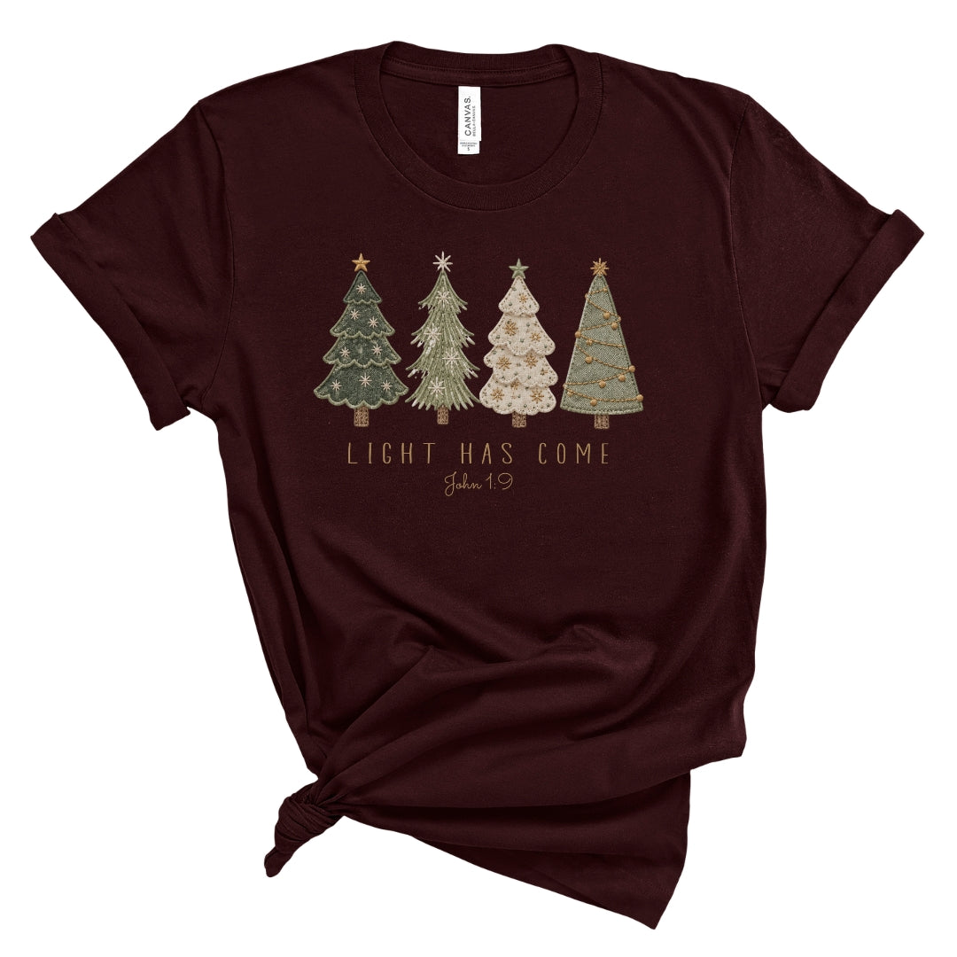 Light Has Come John 1:9 Christian Christmas Tee
