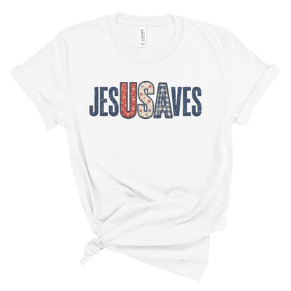 Jesus Saves Faux Embroidery Tee