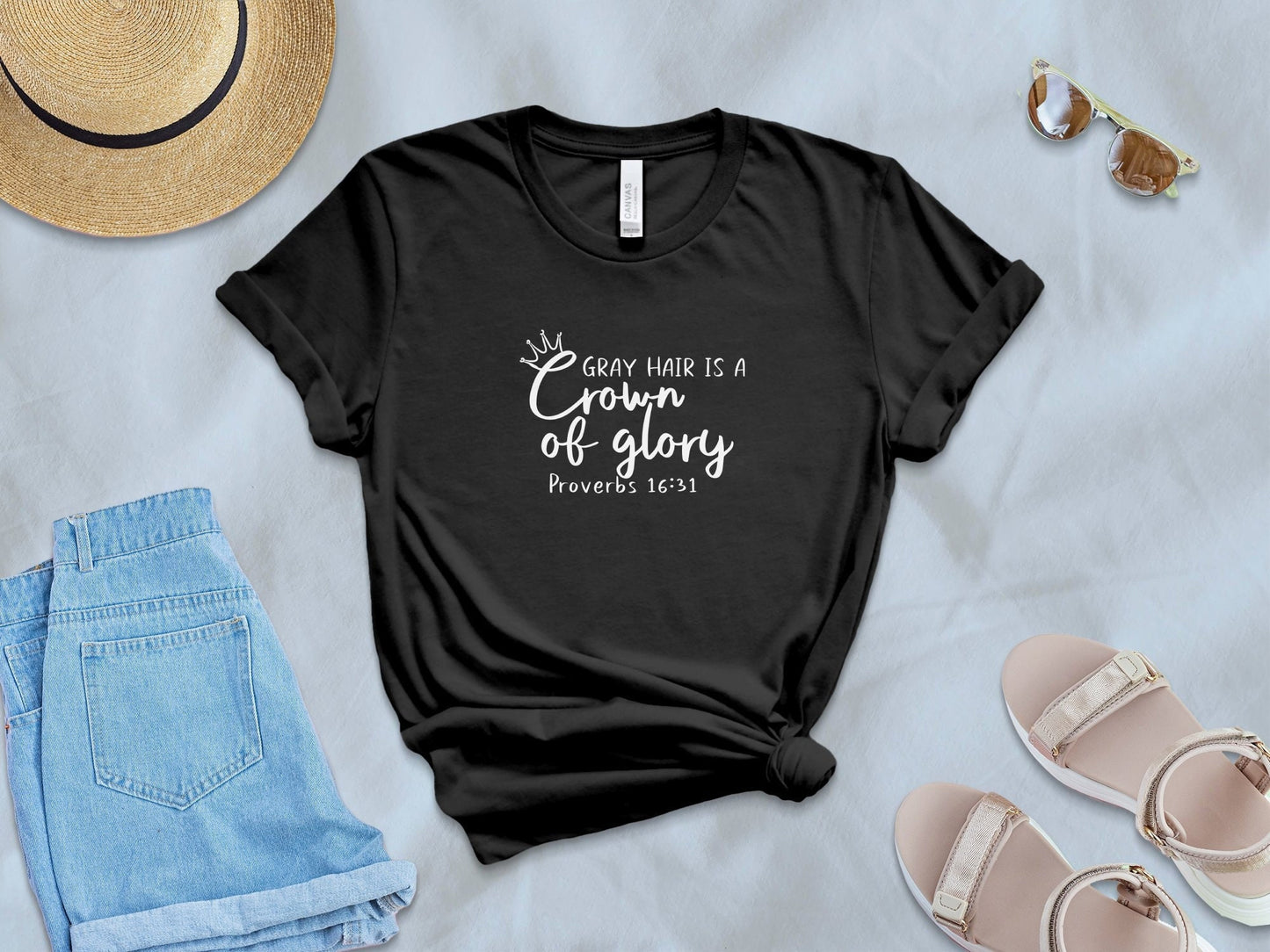 Gray hair is a crown of glory Proverbs 16:31 natural hair shirt, going grey tee, Christian tee Faith Based Shirt gray hair shirt silver hair